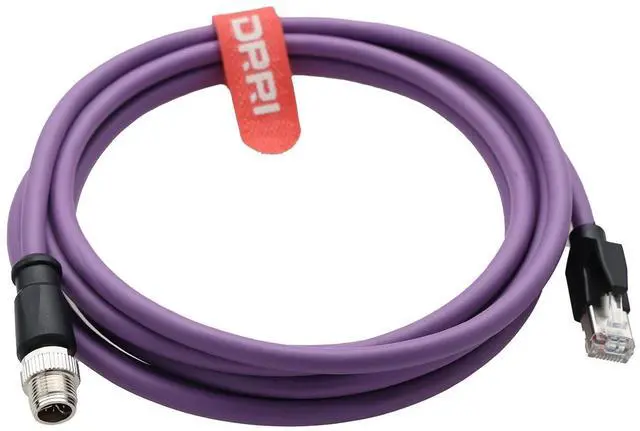 Alt view image 3 of 3 - M12 X-Coded 8Pin Male to RJ45 Ethernet Cat6 Network Cable for Cognex Vision Industrial Camera, Barcode Scanner Readers and Automation Sensor Applications, IP67 High Flex Durable Shielded Cable