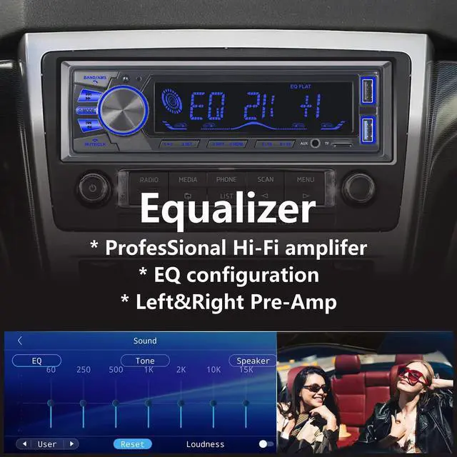 Alt view image 5 of 5 - LXKLSZ Car Stereo Bluetooth Single Din LCD Audio Radio with Brightness Adjustment APP Control MP3 Player Supports Hands Free Calling AM/FM Radio AUX Input TF/EQ/USB Fast Charging Radio Receiver