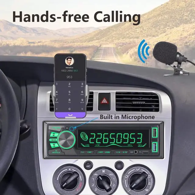 Alt view image 2 of 5 - LXKLSZ Car Stereo Bluetooth Single Din LCD Audio Radio with Brightness Adjustment APP Control MP3 Player Supports Hands Free Calling AM/FM Radio AUX Input TF/EQ/USB Fast Charging Radio Receiver