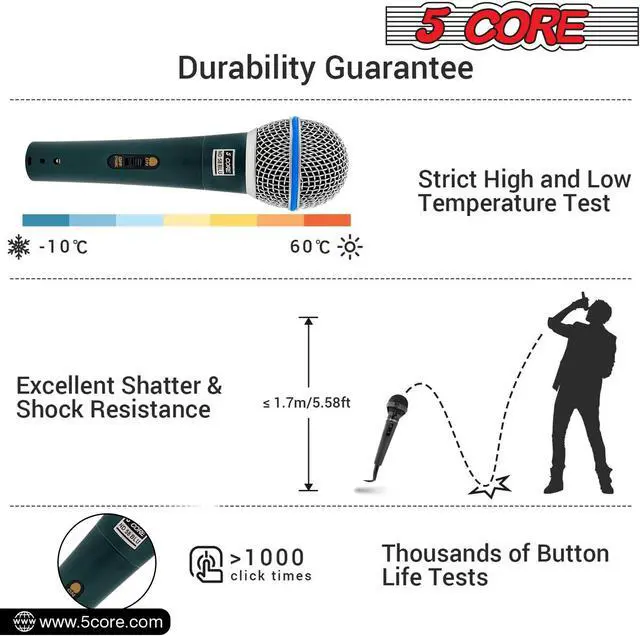 Alt view image 3 of 7 - 5 Core Microphone Pro Microfono Dynamic Mic XLR Audio Cardiod Vocal Karaoke ND 58 BLU