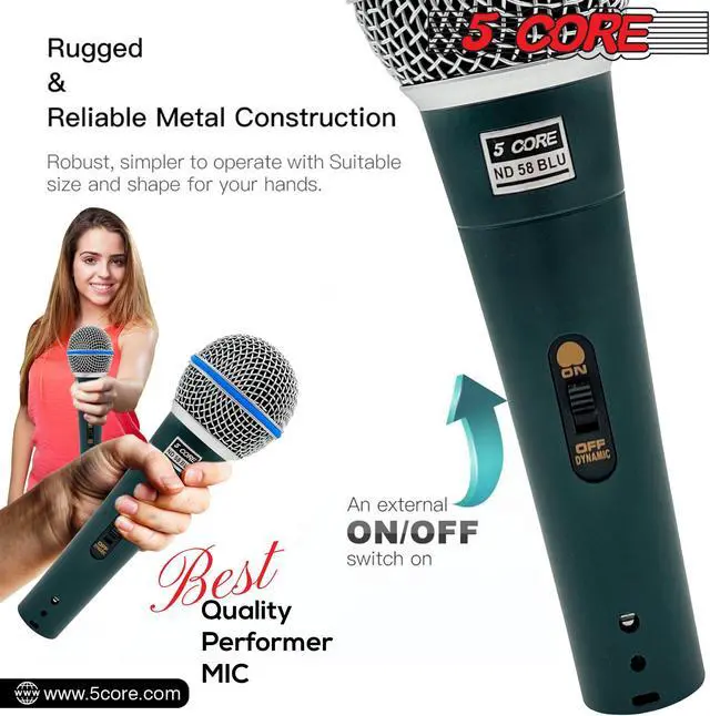 Alt view image 5 of 7 - 5 Core Microphone Pro Microfono Dynamic Mic XLR Audio Cardiod Vocal Karaoke ND 58 BLU