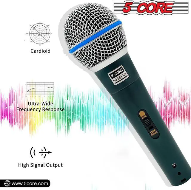 Alt view image 6 of 7 - 5 Core Microphone Pro Microfono Dynamic Mic XLR Audio Cardiod Vocal Karaoke ND 58 BLU