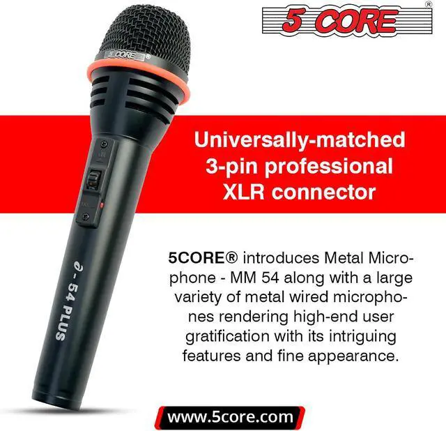 Alt view image 5 of 7 - 5 Core Microphone Pro Microfono Dynamic Mic XLR Audio Cardiod Vocal Karaoke A-54