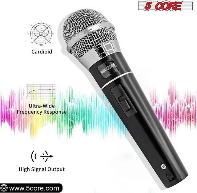 Alt view image 4 of 7 - 5 CORE Premium Vocal Dynamic Cardioid Handheld Microphone Unidirectional Mic with 16ft Detachable XLR Cable to ¼ inch Audio Jack and On/Off Switch for Karaoke Singing PM 100