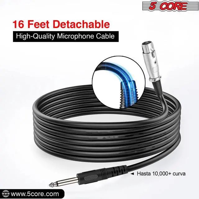 Alt view image 7 of 7 - 5 CORE Premium Vocal Dynamic Cardioid Handheld Microphone Unidirectional Mic with 16ft Detachable XLR Cable to ¼ inch Audio Jack and On/Off Switch for Karaoke Singing PM 100