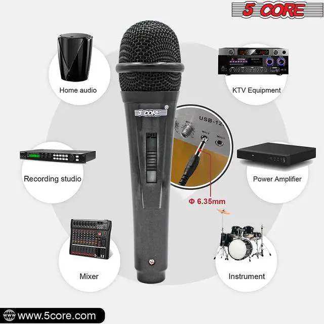 Alt view image 3 of 7 - 5 CORE Premium Vocal Dynamic Cardioid Handheld Microphone Unidirectional Mic with 16ft Detachable XLR Cable to ¼ inch Audio Jack and On/Off Switch for Karaoke Singing PM 816