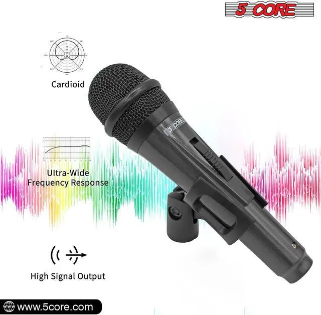 Alt view image 7 of 7 - 5 CORE Premium Vocal Dynamic Cardioid Handheld Microphone Unidirectional Mic with 16ft Detachable XLR Cable to ¼ inch Audio Jack and On/Off Switch for Karaoke Singing PM 816