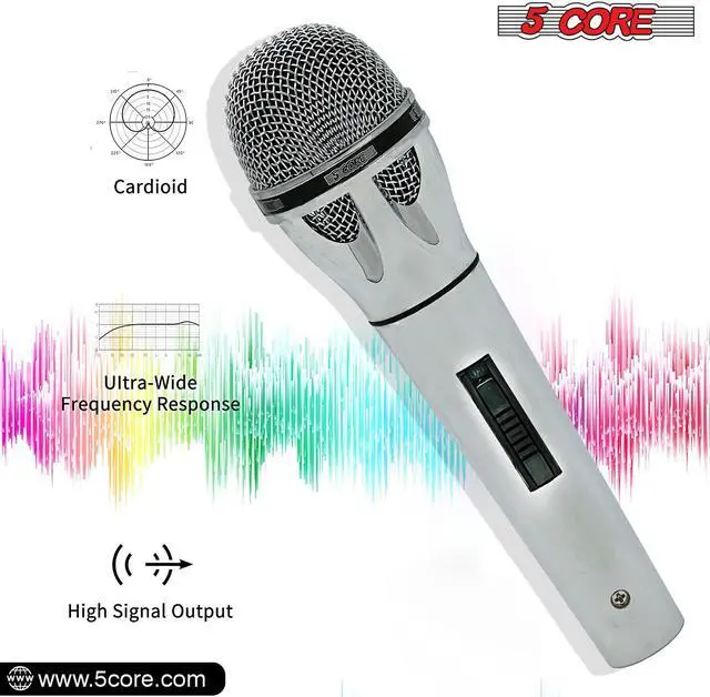 Alt view image 7 of 7 - 5 CORE Premium Vocal Dynamic Cardioid Handheld Microphone Unidirectional Mic with 16ft Detachable XLR Cable to ¼ inch Audio Jack and On/Off Switch for Karaoke Singing PM 817 CH