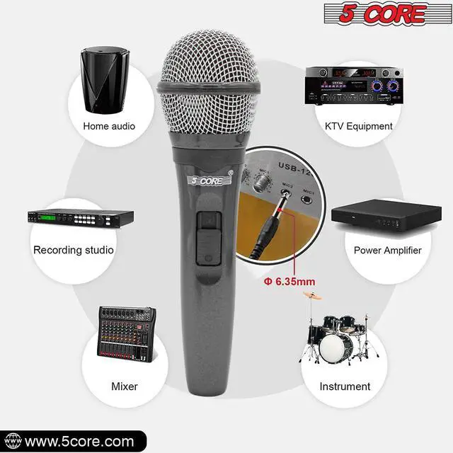 Alt view image 3 of 7 - 5 CORE Premium Vocal Dynamic Cardioid Handheld Microphone Unidirectional Mic with 16ft Detachable XLR Cable to ¼ inch Audio Jack and On/Off Switch for Karaoke Singing PM 600