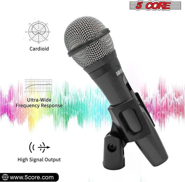 Alt view image 6 of 7 - 5 CORE Premium Vocal Dynamic Cardioid Handheld Microphone Unidirectional Mic with 16ft Detachable XLR Cable to ¼ inch Audio Jack and On/Off Switch for Karaoke Singing PM 600