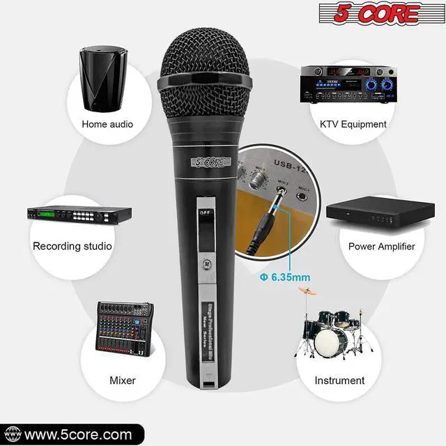 Alt view image 2 of 7 - 5 CORE Premium Vocal Dynamic Cardioid Handheld Microphone Unidirectional Mic with 16ft Detachable XLR Cable to ¼ inch Audio Jack and On/Off Switch for Karaoke Singing PM 757