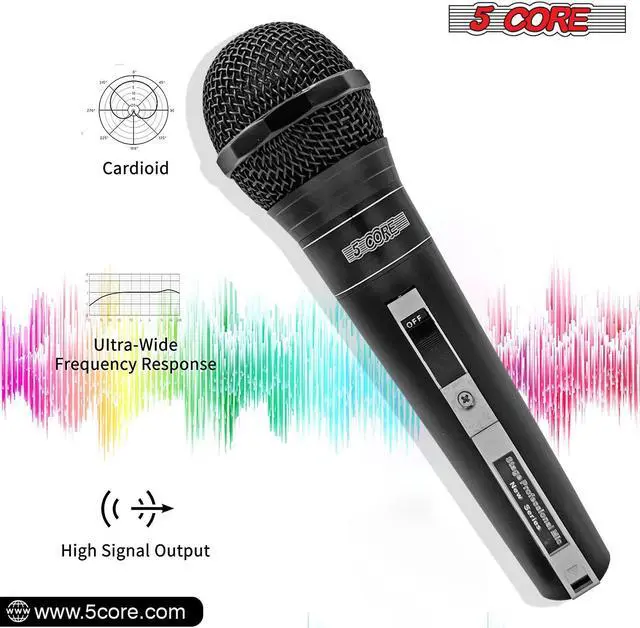 Alt view image 7 of 7 - 5 CORE Premium Vocal Dynamic Cardioid Handheld Microphone Unidirectional Mic with 16ft Detachable XLR Cable to ¼ inch Audio Jack and On/Off Switch for Karaoke Singing PM 757