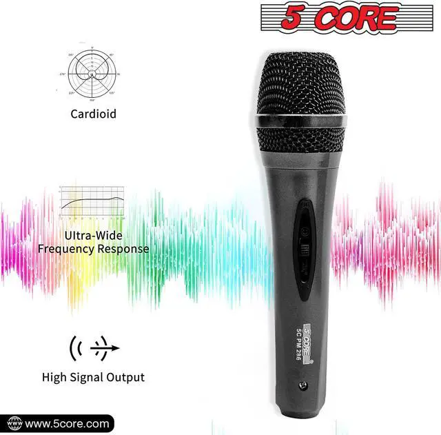 Alt view image 3 of 7 - 5Core PREMIUM Karaoke Singing Dynamic Microphone PRO Wired XLR cable PM-286