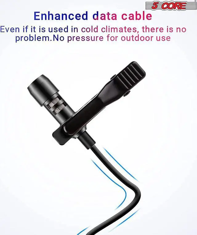 Alt view image 2 of 7 - 5Core Lavalier Microphone 3.5mm Clip-On Mic for Android DSLR Tiktok Youtube Vlog CM MOB 2M