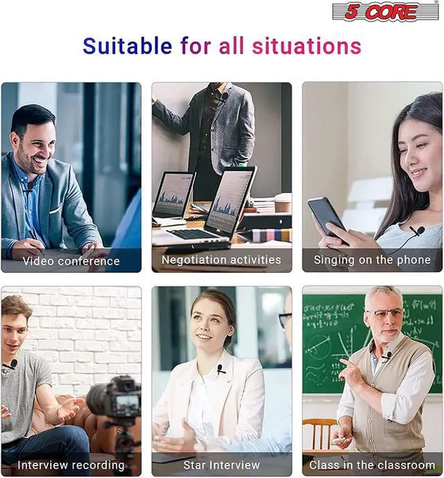 Alt view image 5 of 7 - 5Core Lavalier Microphone 3.5mm Clip-On Mic for Android DSLR Tiktok Youtube Vlog CM MOB 2M