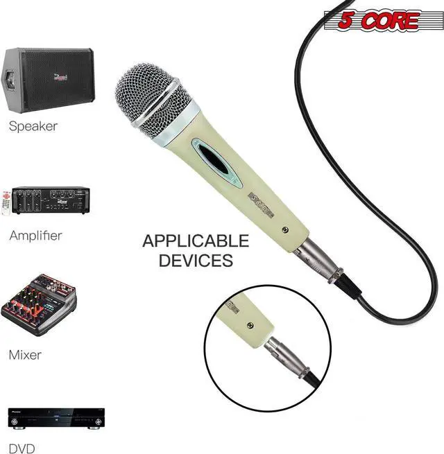 Alt view image 5 of 7 - 5 Core Premium Vocal Dynamic Cardioid Handheld Microphone Unidirectional Mic with 12ft Detachable XLR Cable to ¼ inch Audio Jack and On/Off Switch for Karaoke Singing (White) PM 286 WH