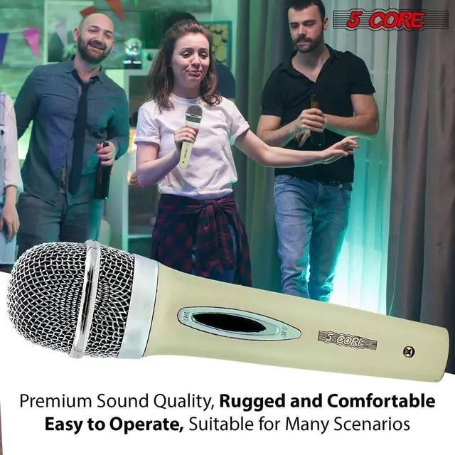 Alt view image 7 of 7 - 5 Core Premium Vocal Dynamic Cardioid Handheld Microphone Unidirectional Mic with 12ft Detachable XLR Cable to ¼ inch Audio Jack and On/Off Switch for Karaoke Singing (White) PM 286 WH