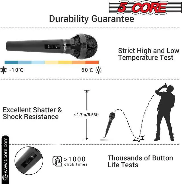 Alt view image 4 of 7 - Professional Microphone Audio Dynamic Cardiod Karaoke Singing Wired Mic Music Recording Karaoke Microphone 5 Core PM625 Ratings (MIC 260)