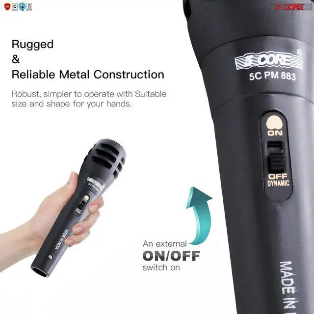 Alt view image 2 of 7 - 5 Core Professional Microphone Audio Dynamic Cardiod Karaoke Singing Wired Mic Music Recording Karoke Microphone PM883