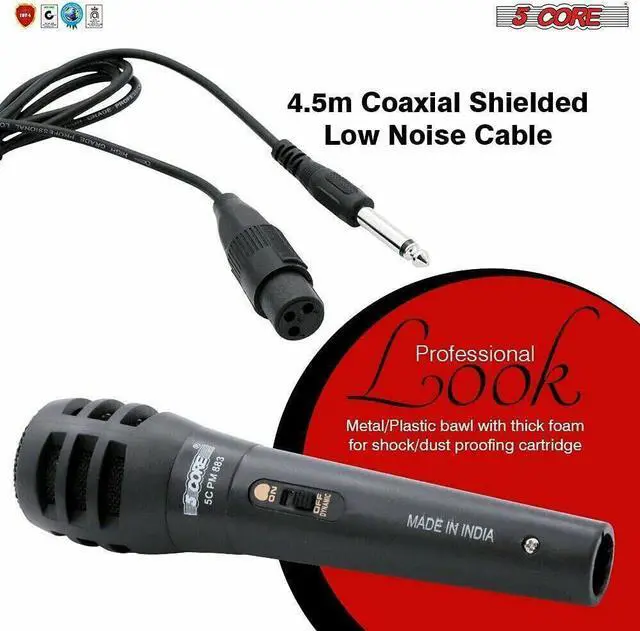 Alt view image 3 of 7 - 5 Core Professional Microphone Audio Dynamic Cardiod Karaoke Singing Wired Mic Music Recording Karoke Microphone PM883