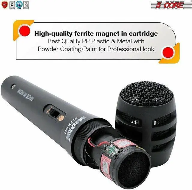 Alt view image 6 of 7 - 5 Core Professional Microphone Audio Dynamic Cardiod Karaoke Singing Wired Mic Music Recording Karoke Microphone PM883