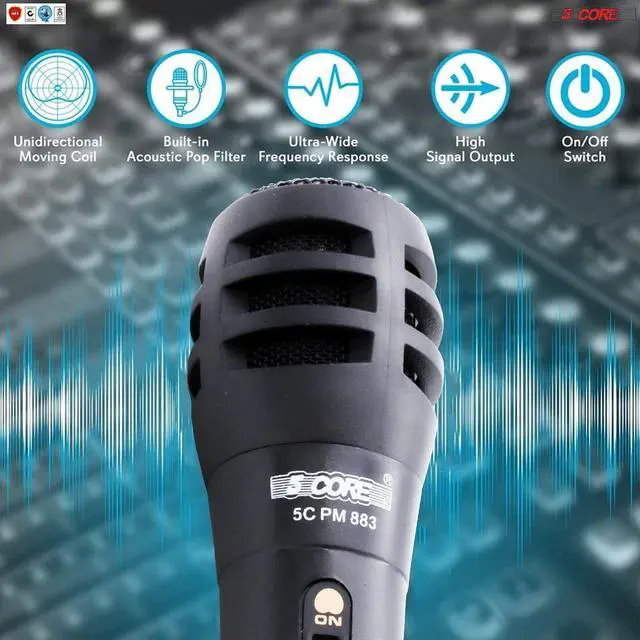 Alt view image 5 of 7 - 5 Core Professional Microphone Audio Dynamic Cardiod Karaoke Singing Wired Mic Music Recording Karoke Microphone PM883