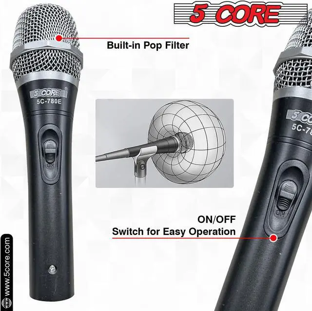 Alt view image 6 of 7 - Microphone Professional Audio Dynamic Cardiod Karaoke Singing Dj Audio Hand held Wired Music 5 Core ND-7800x