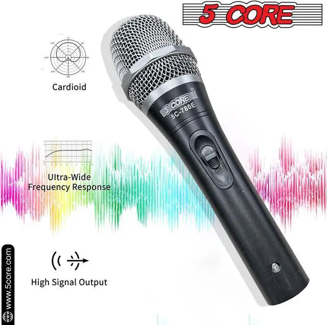 Alt view image 7 of 7 - Microphone Professional Audio Dynamic Cardiod Karaoke Singing Dj Audio Hand held Wired Music 5 Core ND-7800x