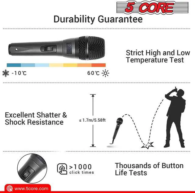 Alt view image 3 of 7 - 5 Core Professional Microphone Audio Dynamic Cardiod Karaoke Singing Wired Mic Music Recording Karaoke Microphone ND-32 ARMEX
