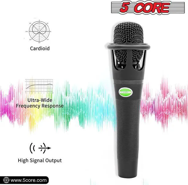 Alt view image 4 of 7 - 5 Core Professional Dynamic Vocal Microphone - Unidirectional Handheld Mic XLR Karaoke Microphone with ON/OFF Switch Includes 12ft XLR Audio Cable to 1/4'' Audio Jack Included - MIC CROWN