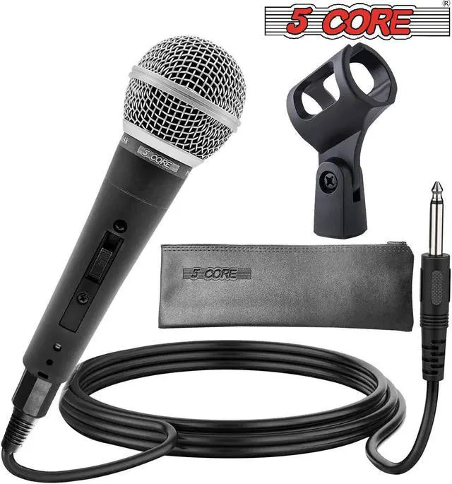 Alt view image 2 of 7 - 5 Core Premium Vocal Dynamic Cardioid Handheld Microphone Neodymium Magnet Unidirectional Mic; 16ft Detachable XLR Deluxe Cable to ¼ Audio Jack; Mic Clip; On/Off Switch for Karaoke Singing ND-58