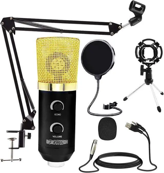 Main image of 5 CORE XLR Microphone Condenser Mic w/Microphone ARM for Computer Gaming;  Podcast;  Tripod Stand Kit for Streaming;  Recording;  Vocals;  Voice;  Cardioids Studio Microphone RM 7 BG
