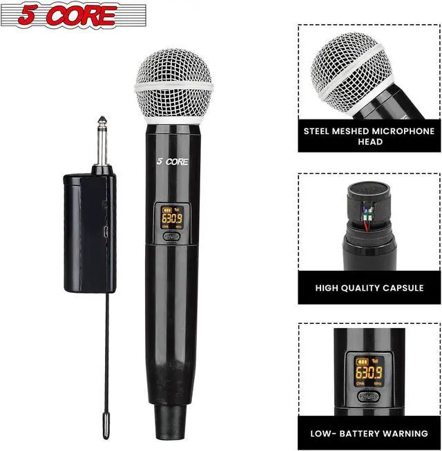 Alt view image 2 of 6 - 5 Core Pro Wireless Handheld Microphone Transmitter with Vocal Microphone Capsule for use with Wireless Systems Rechargeable Digital WM 1001