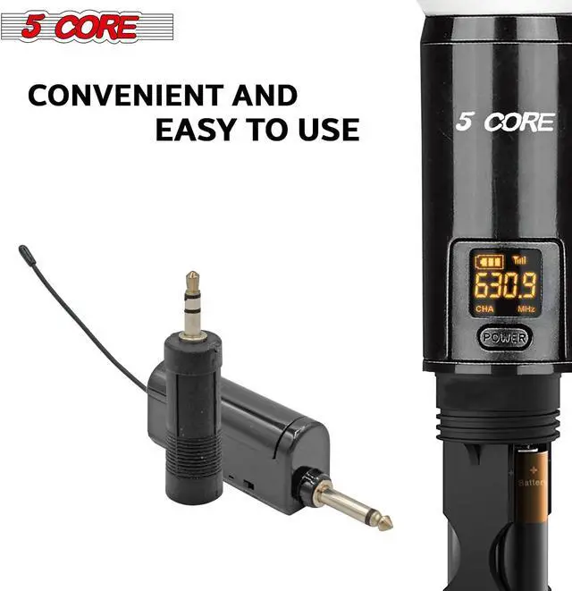 Alt view image 4 of 6 - 5 Core Pro Wireless Handheld Microphone Transmitter with Vocal Microphone Capsule for use with Wireless Systems Rechargeable Digital WM 1001