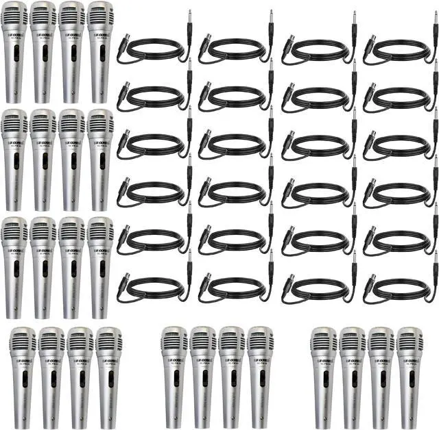 Main image of 5 CORE 6 Pieces Vocal Dynamic Cardioid Handheld Microphone Unidirectional Mic with 2 X 5ft Detachable XLR Cable to ¼ inch Audio Jack and On/Off Switch for Karaoke Singing (Silver) PM -66k 3 pair