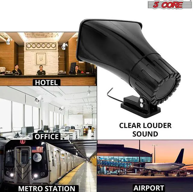 Alt view image 6 of 7 - 5 Core Outdoor Indoor PA Horn Speaker Waterproof and Loud 8" Power Horn 65W Peak Power 180 Degree Swiveling Adjustable Bracket Easy to Use Driver Siren Speaker Black HW 508