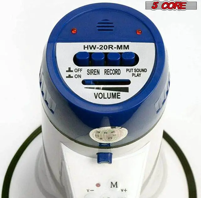 Alt view image 3 of 7 - 5Core Megaphone Handheld Bullhorn Cheer Loudspeaker Bull Horn Speaker Megaphono Siren Sling Strap Portable 20R-USB WOB