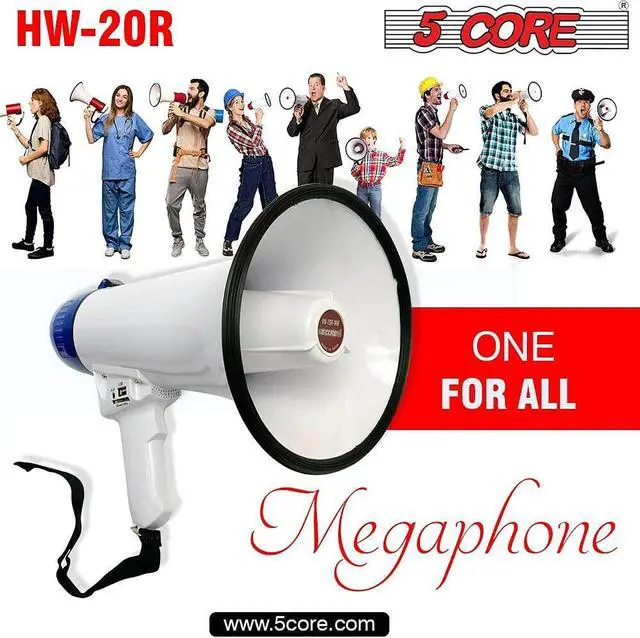Alt view image 7 of 7 - 5Core Megaphone Handheld Bullhorn Cheer Loudspeaker Bull Horn Speaker Megaphono Siren Sling Strap Portable 20R-USB WOB