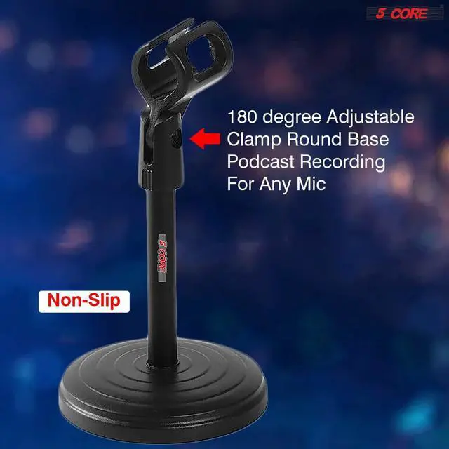 Alt view image 7 of 7 - Desktop Microphone Stand Table Desk Mic Holder Stands Clip Holder Mount Clamp Round Base Podcast Recording 5Core MS RBS BOOM Ratings Best Deal