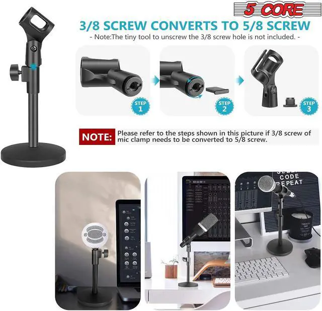 Alt view image 6 of 7 - Desktop Microphone Stand Table Desk Mic Holder Stands Clip Holder Mount Clamp Round Base Podcast Recording 5Core MS RBS BOOM Ratings Best Deal