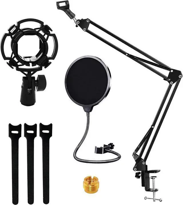 Main image of 5 Core Professional Microphone Stand 16 inch with Pop Filter Heavy Duty Microphone Suspension Scissor Arm Stand and Windscreen Mask Shield; Shock Mount Holder ARM SET 16
