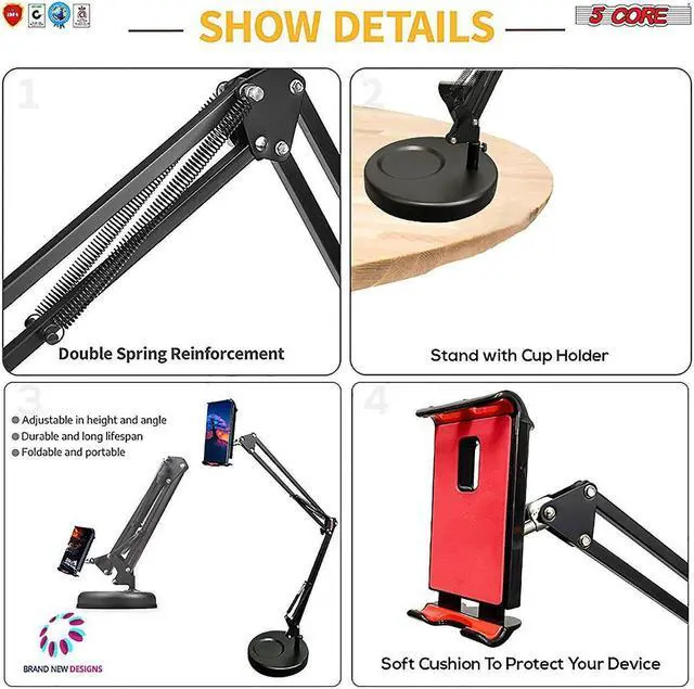Alt view image 3 of 7 - 5 Core Professional Microphone Stand 16 inch with Pop Filter Heavy Duty Microphone Suspension Scissor Arm Stand and Windscreen Mask Shield; Shock Mount Holder ARM SET 16