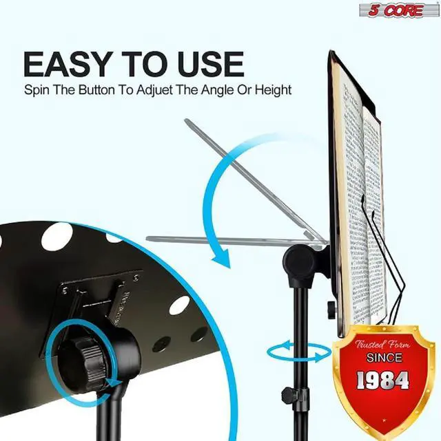 Alt view image 4 of 7 - 5 Core Sheet Music Stand With Mic Stand Holder - 3 IN 1 Professional Portable Music Stand with Folding Tray;  Detachable Microphone Stand Dual-Use for Sheet Music & Projector Stand MUS MH