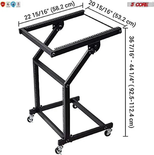 Alt view image 4 of 7 - 9U Rack Mount DJ Gear Mixer Stand Professional Stage Equipment 9 U For Music Studio Booth Pro Audio Recording Cabinet Party Stage Show (with 4 Wheels; 4 Poles) 5 Core (9U) (RACK STAND 9U)