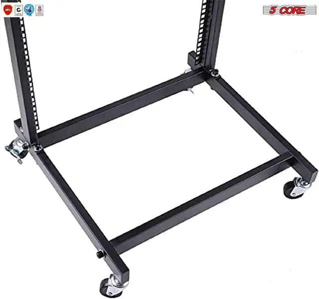 Alt view image 3 of 7 - 9U Rack Mount DJ Gear Mixer Stand Professional Stage Equipment 9 U For Music Studio Booth Pro Audio Recording Cabinet Party Stage Show (with 4 Wheels; 4 Poles) 5 Core (9U) (RACK STAND 9U)
