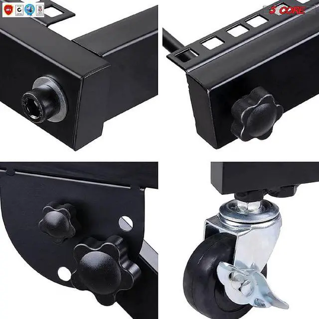 Alt view image 5 of 7 - 9U Rack Mount DJ Gear Mixer Stand Professional Stage Equipment 9 U For Music Studio Booth Pro Audio Recording Cabinet Party Stage Show (with 4 Wheels; 4 Poles) 5 Core (9U) (RACK STAND 9U)
