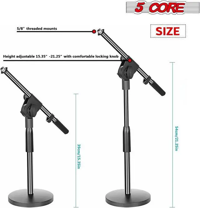 Alt view image 4 of 7 - 5Core Adjustable Desk Microphone Stand Boom Arm w/ NonSlip Mic Clip Twist Clutch MSSB