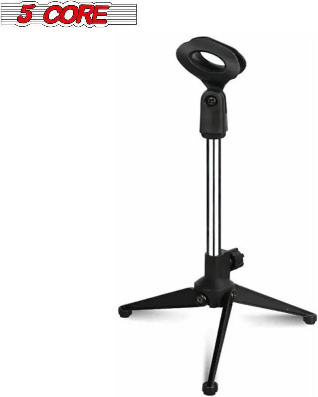 Alt view image 2 of 7 - Mini Microphone Stand Tripod Universal Adjustable Desk Microphone Stand Portable Foldable Table Top Desktop Stand with Small Plastic Microphone Clip 5 Core