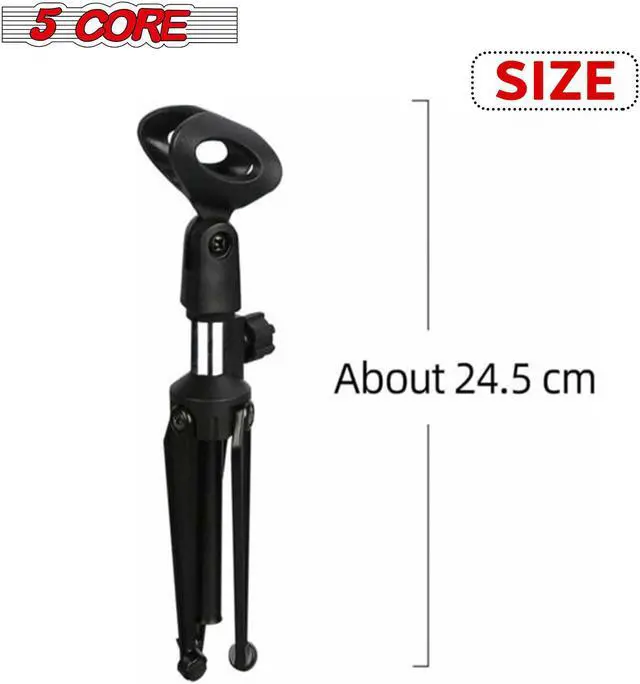 Alt view image 5 of 7 - Mini Microphone Stand Tripod Universal Adjustable Desk Microphone Stand Portable Foldable Table Top Desktop Stand with Small Plastic Microphone Clip 5 Core