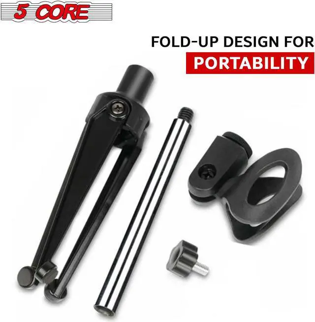 Alt view image 6 of 7 - Mini Microphone Stand Tripod Universal Adjustable Desk Microphone Stand Portable Foldable Table Top Desktop Stand with Small Plastic Microphone Clip 5 Core